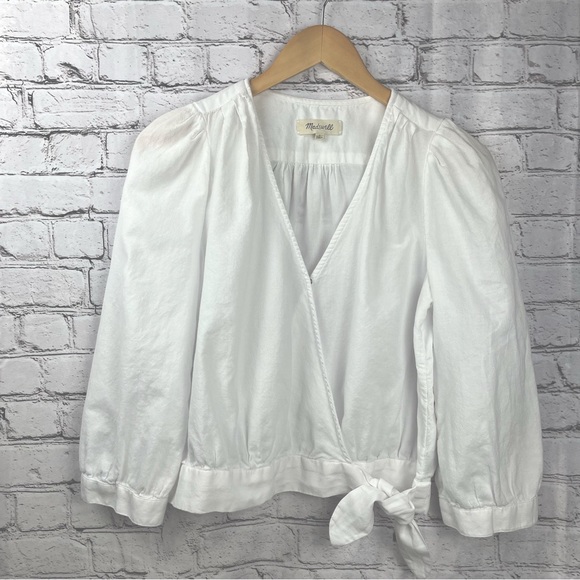 Madewell Tops - Madewell Wrap Top Blouse Cropped 3/4 Sleeve Size L